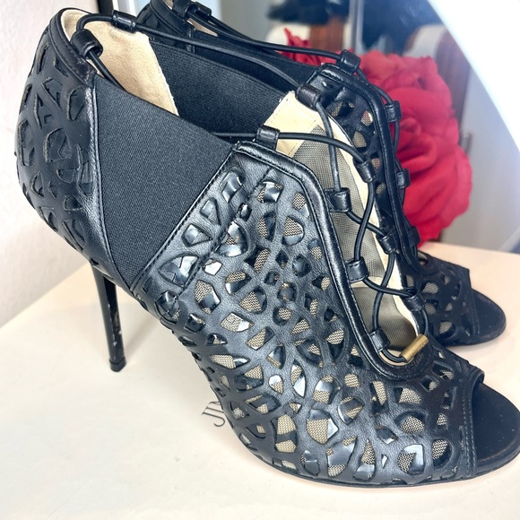 Jimmy Choo Black Tactic Lace-Up Cutout Bootie Pump Size 37 (US 7) - Picture 6 of 12